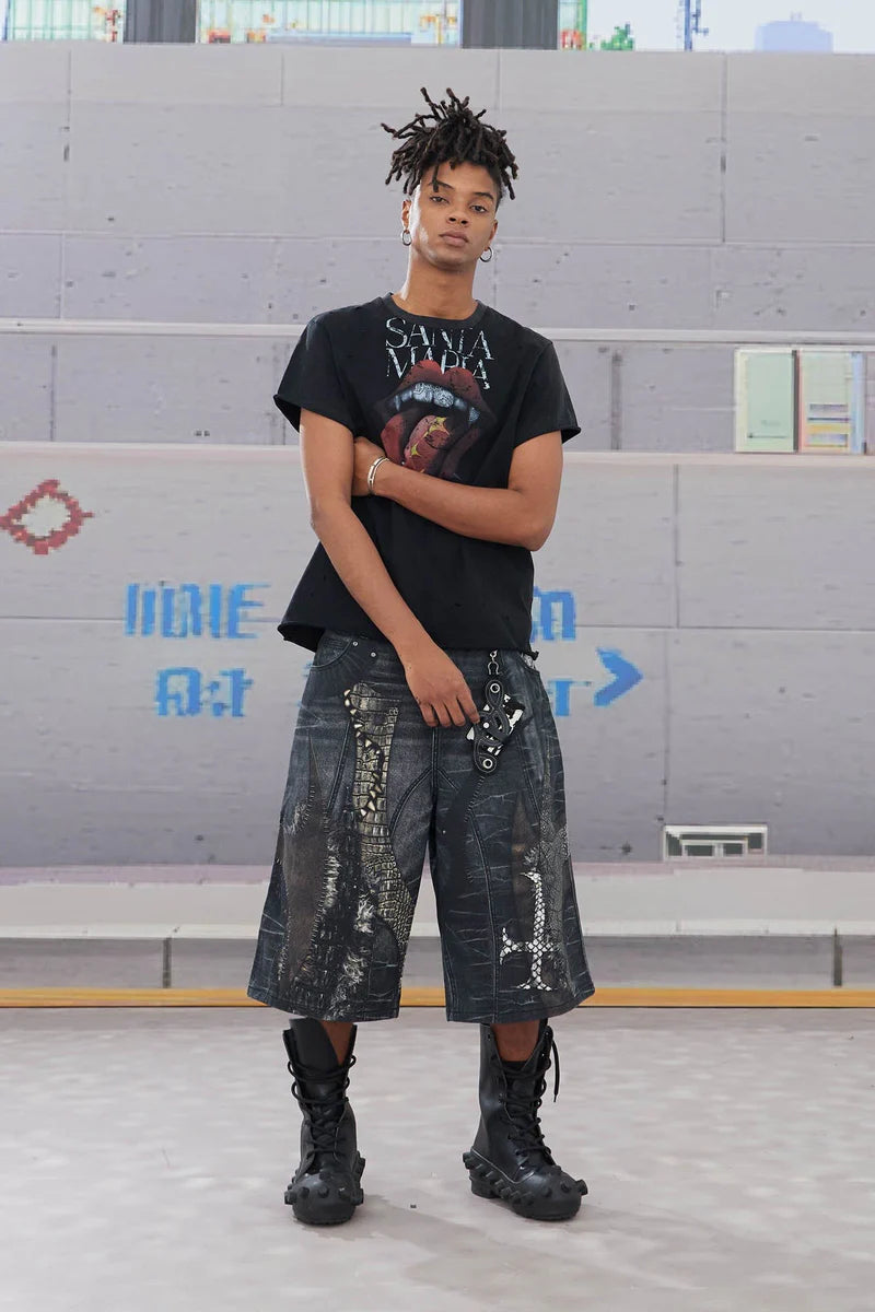 CROC CROSS BERMUDA DENIM SHORTS