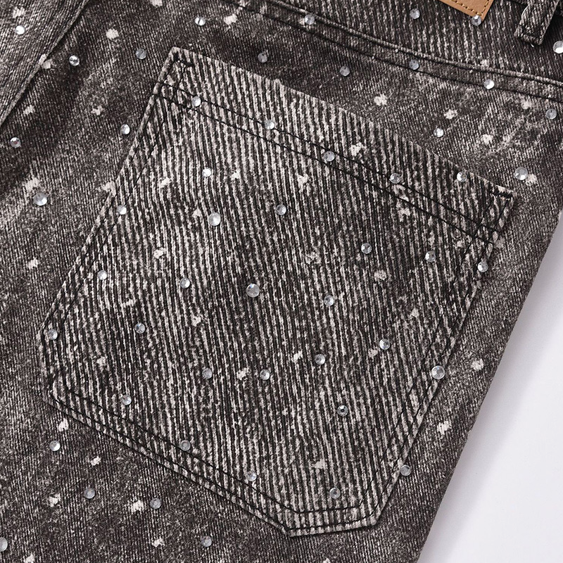 RHINESTONES DENIM PANTS