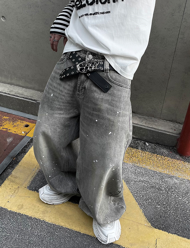 PAINT SPLASH BAGGY DENIM PANTS
