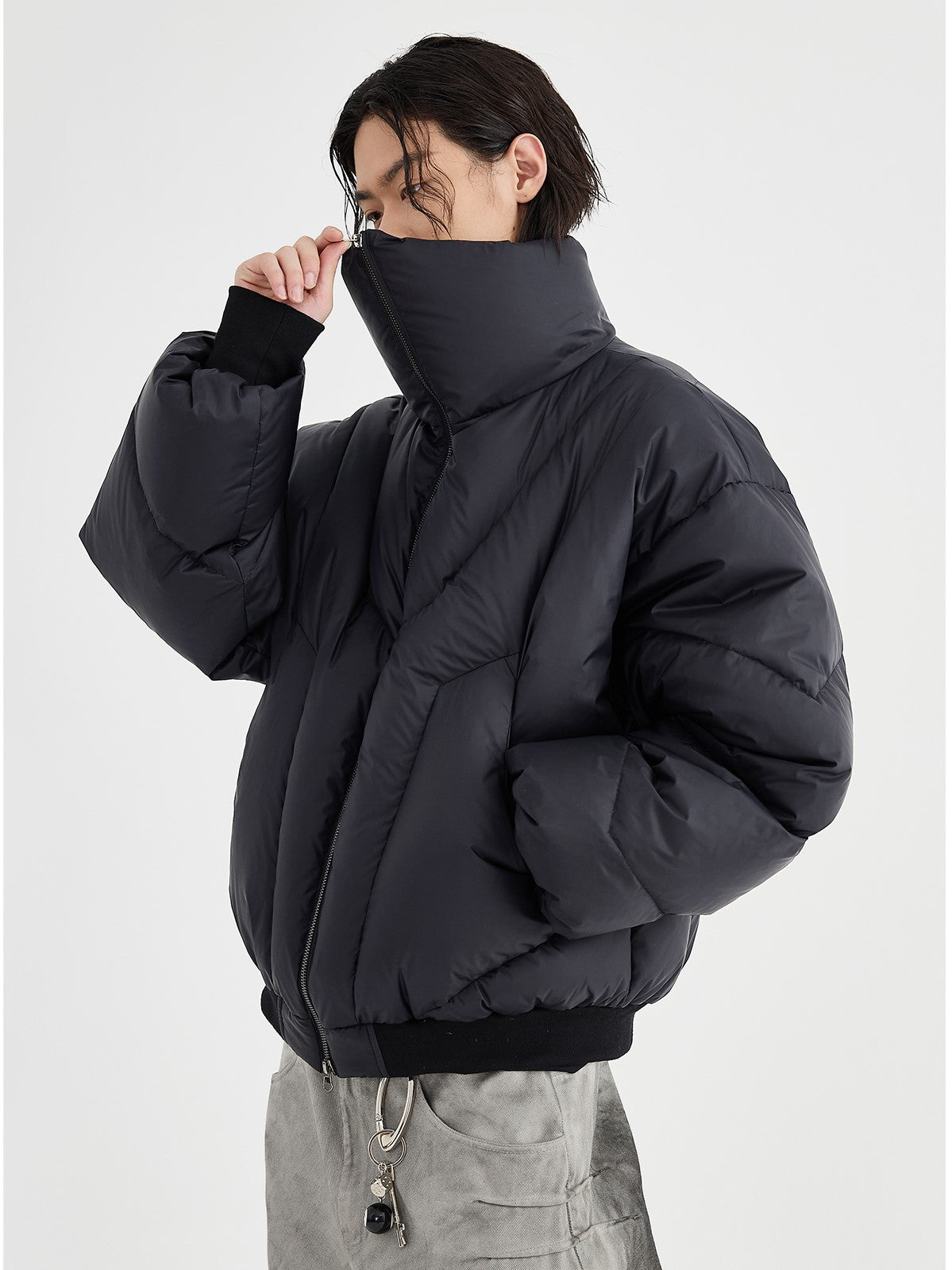 HIGH NECK CROPPED PUFFER JACKET