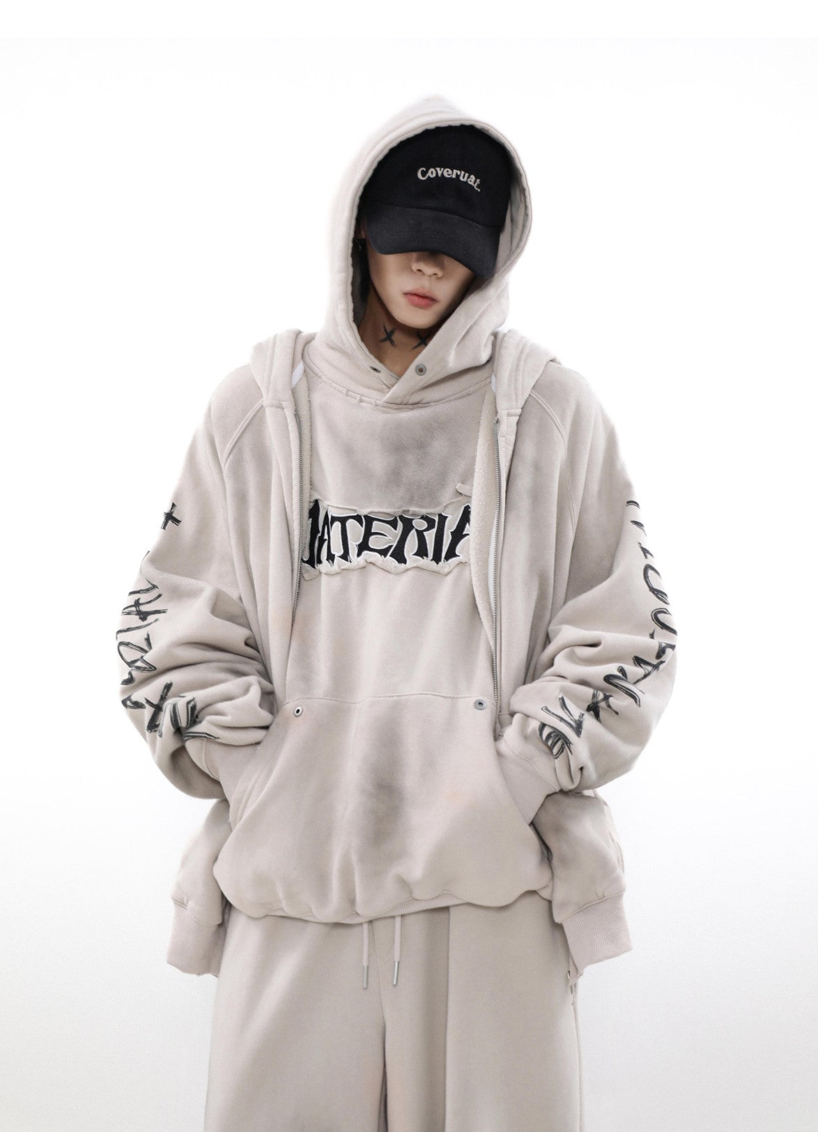 ACID WASHED ZIP HOODIE