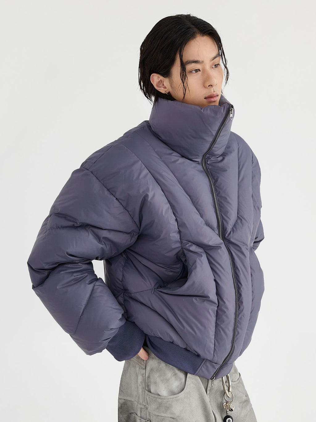 HIGH NECK CROPPED PUFFER JACKET