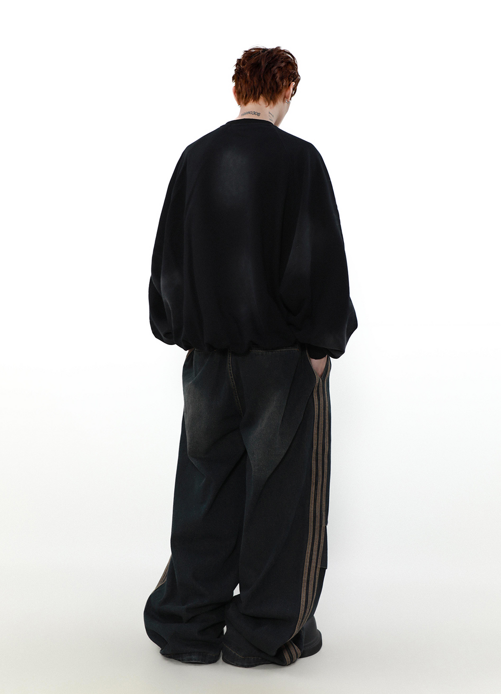 ACID WASHED INITIAL SWEATER