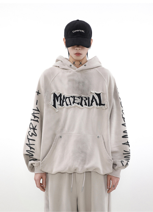 ACID WASHED INITIAL HOODIE