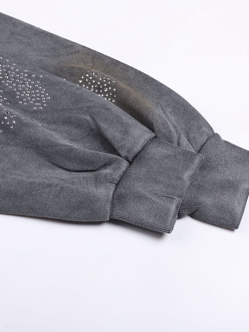 RHINESTONES ZIP-UP HOODIE