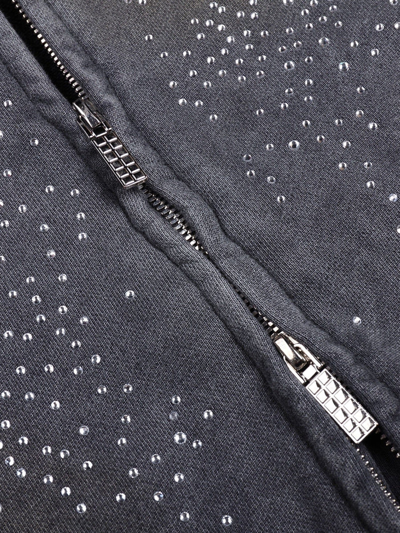 RHINESTONES ZIP-UP HOODIE