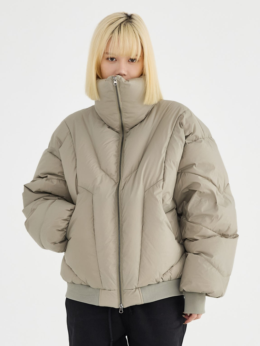 HIGH NECK CROPPED PUFFER JACKET