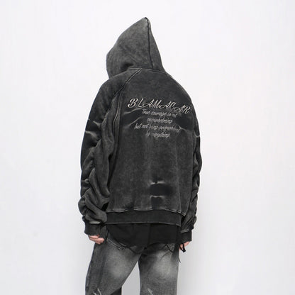 GRUNGE WASHED ZIP HOODIE