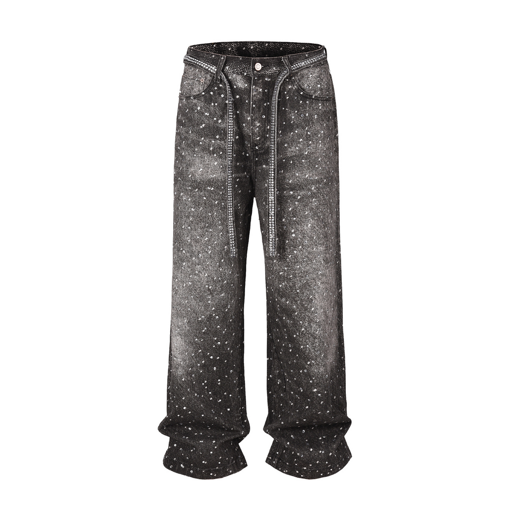 RHINESTONES DENIM PANTS