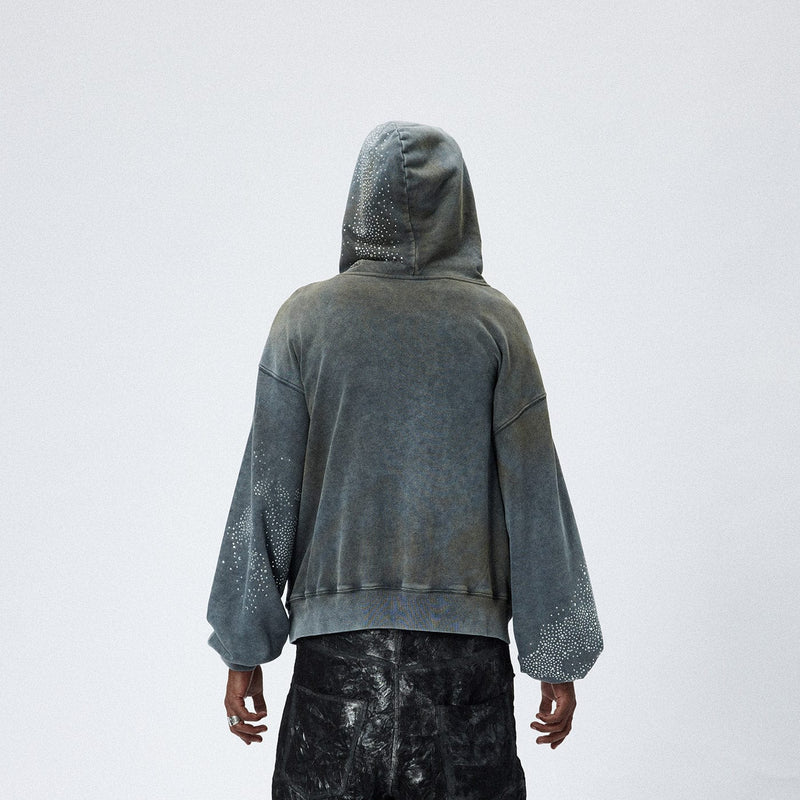 RHINESTONES ZIP-UP HOODIE