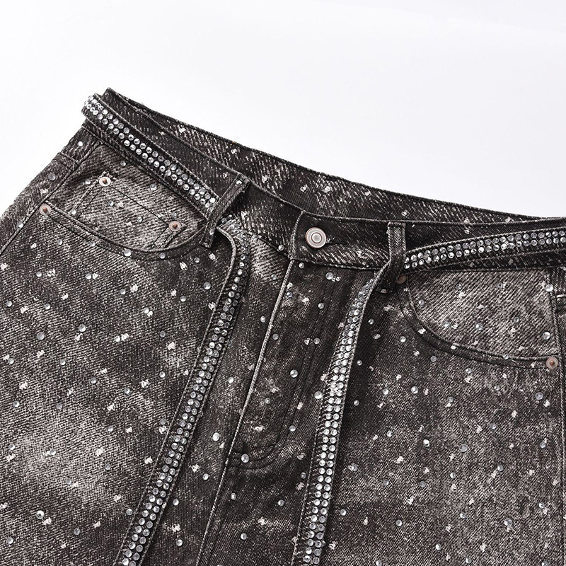 RHINESTONES DENIM PANTS