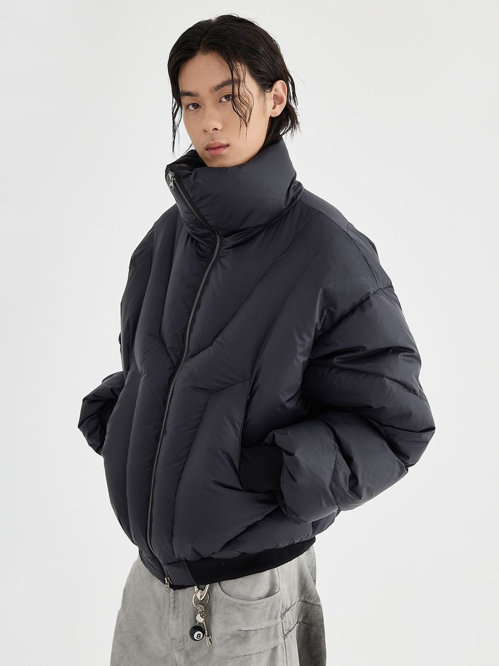 HIGH NECK CROPPED PUFFER JACKET