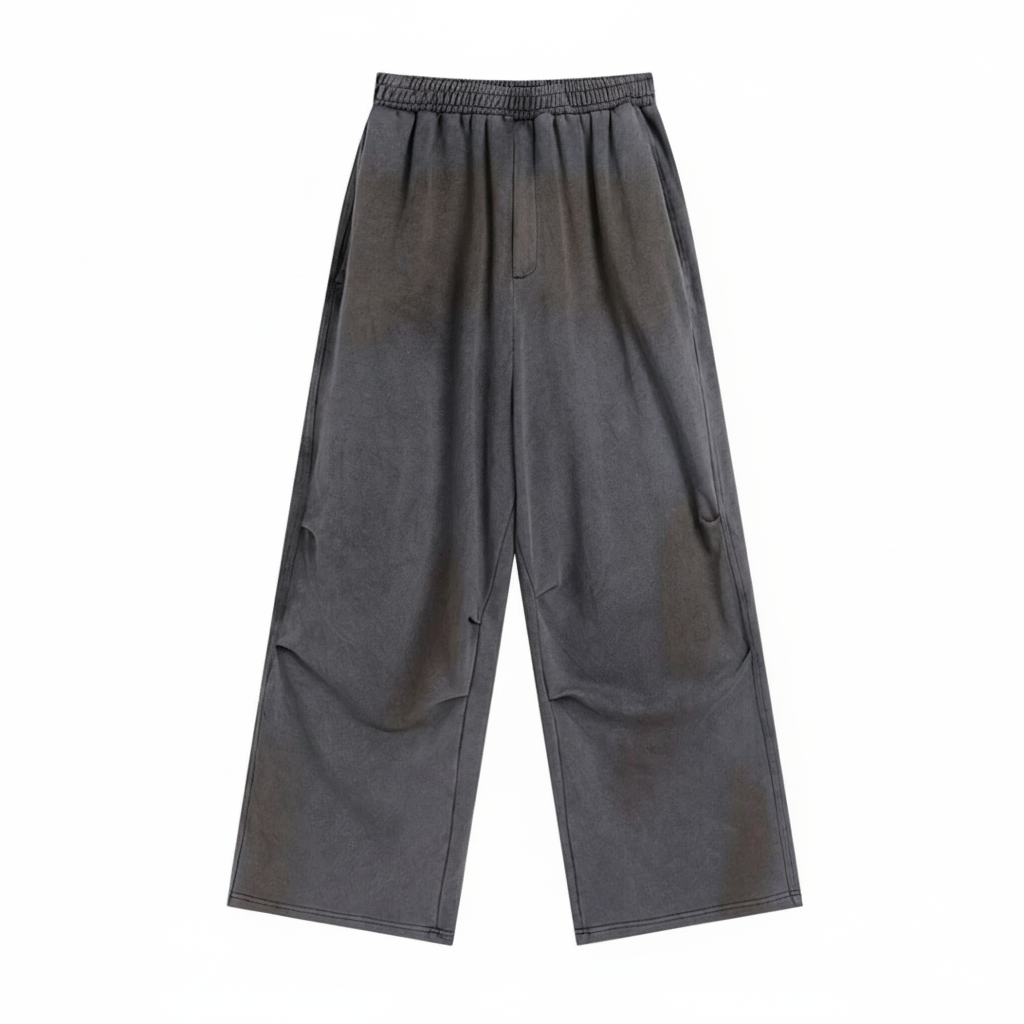 DISTRESSED CRINKED BAGGY SWEATPANTS