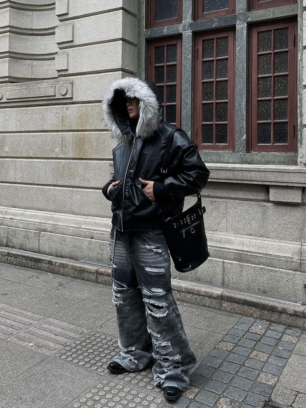 FUR BOMBER LEATHER JACKET