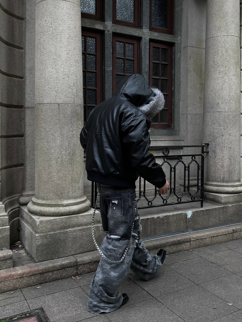 FUR BOMBER LEATHER JACKET