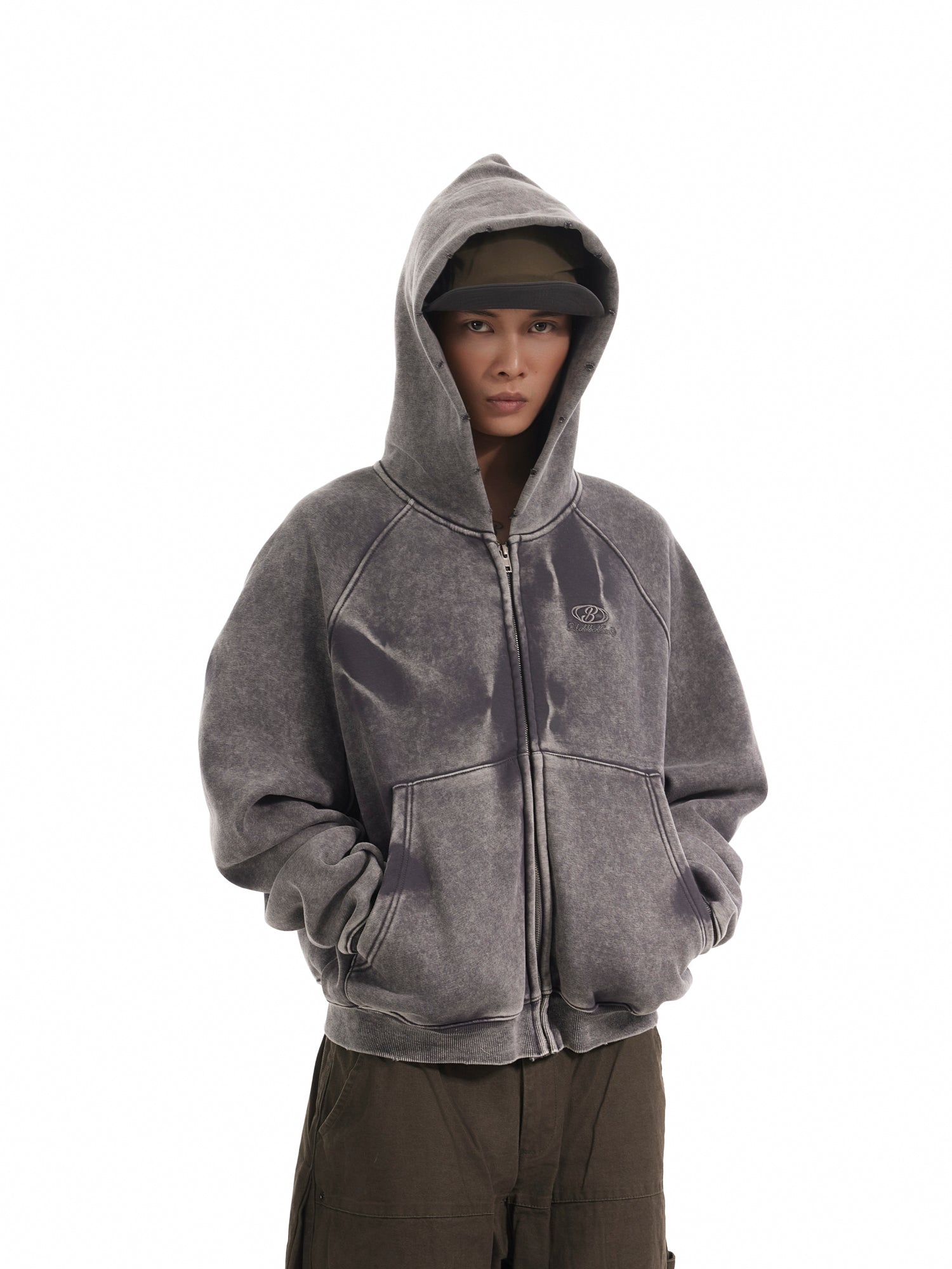 HEAVY WASHED ZIP HOODIE