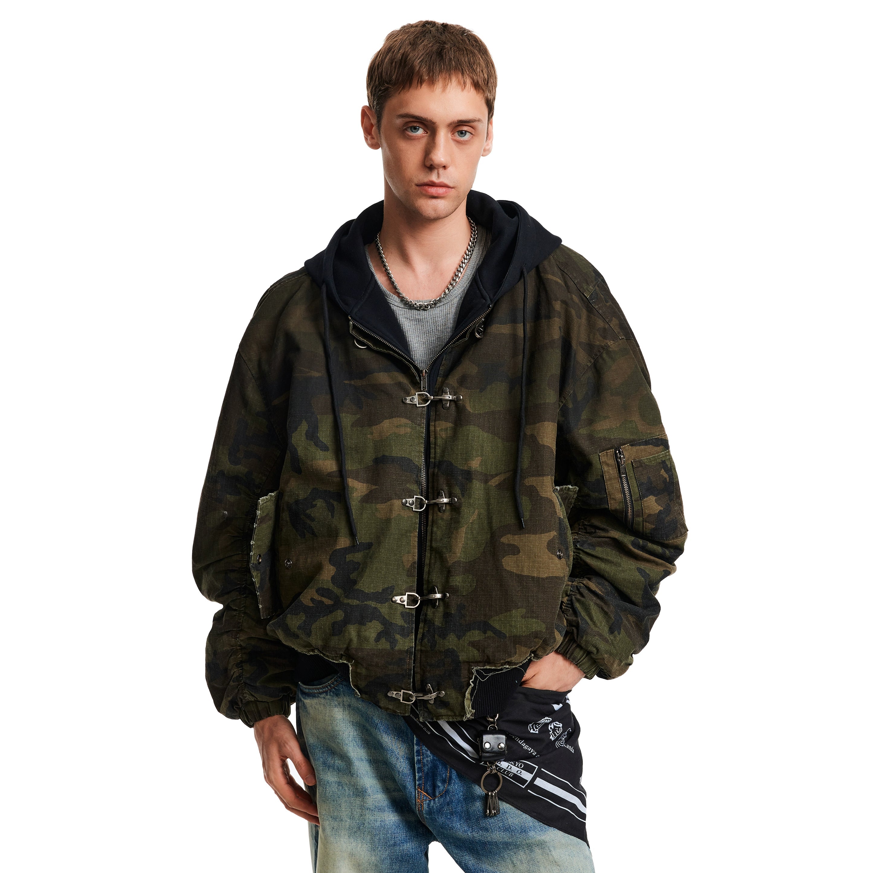 CAMO HOODED FIREMAN JACKET