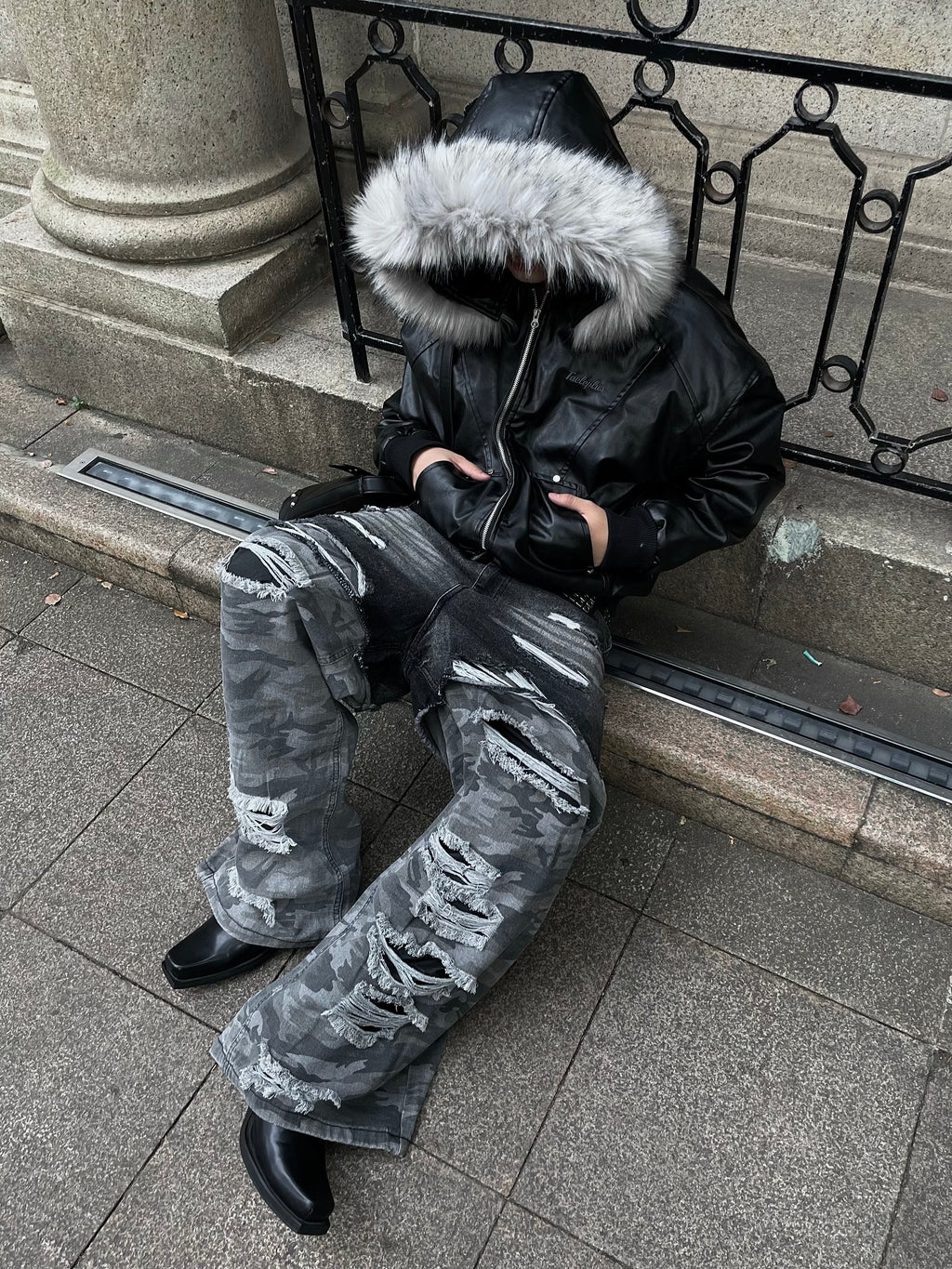 FUR BOMBER LEATHER JACKET