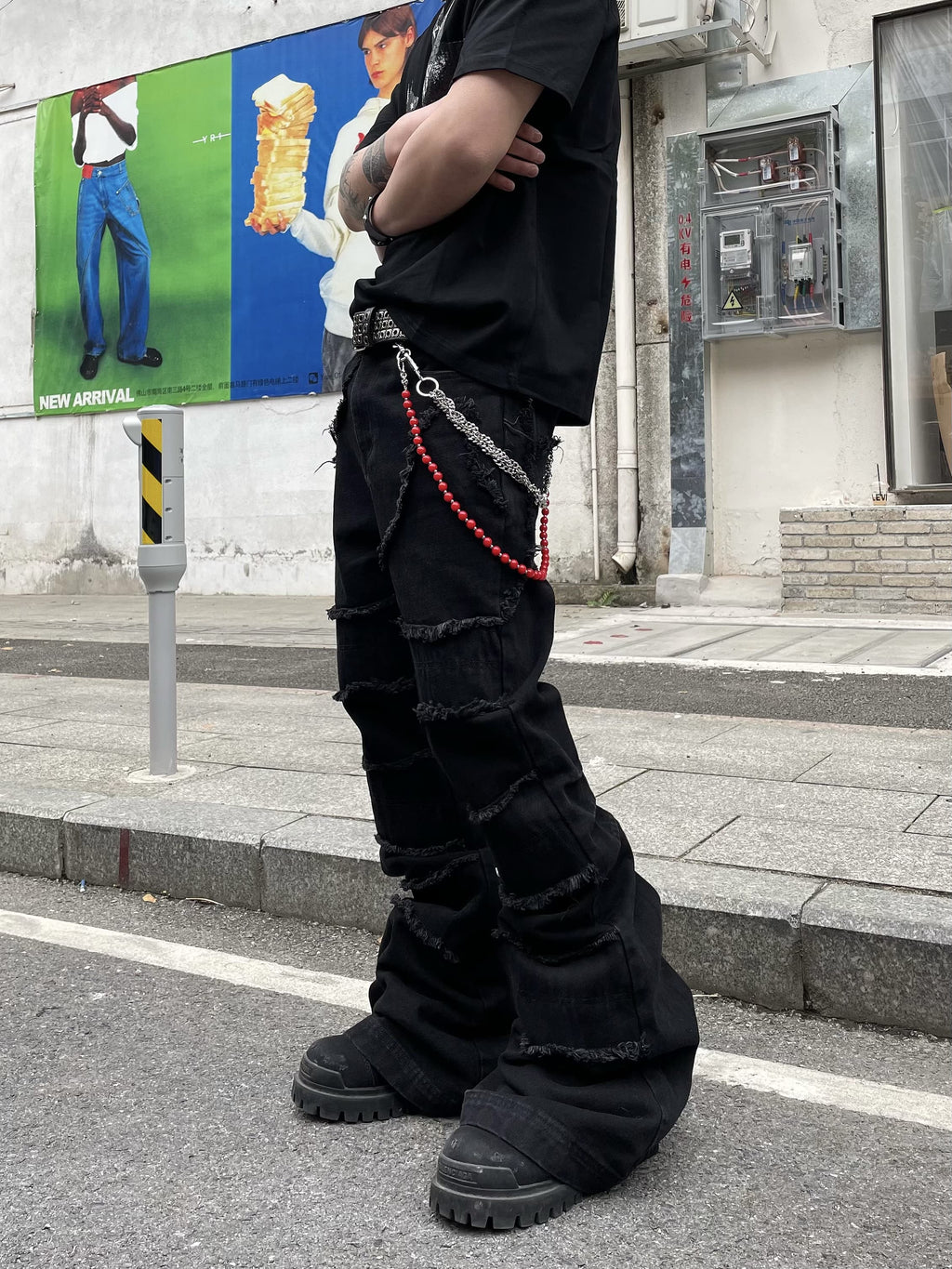 PATCHWORK FLARE DENIM PANTS