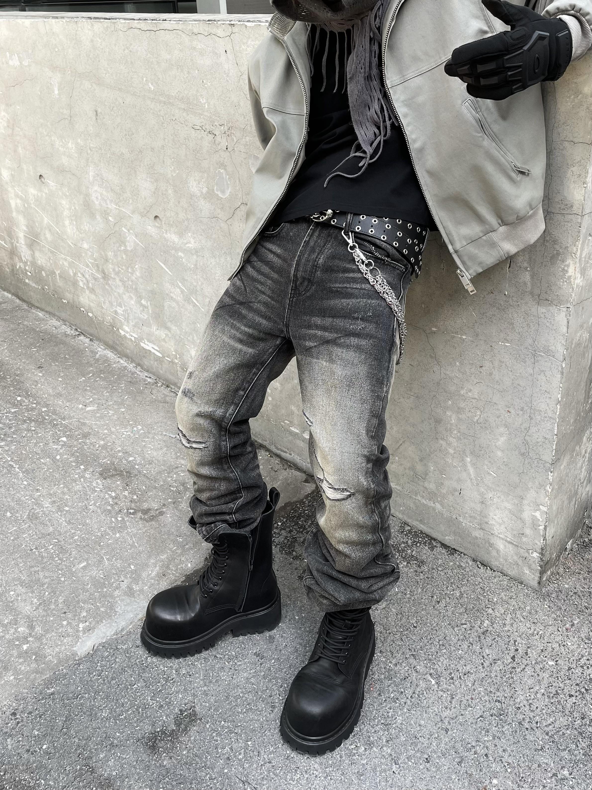 RUGGED DAMAGE DENIM PANTS
