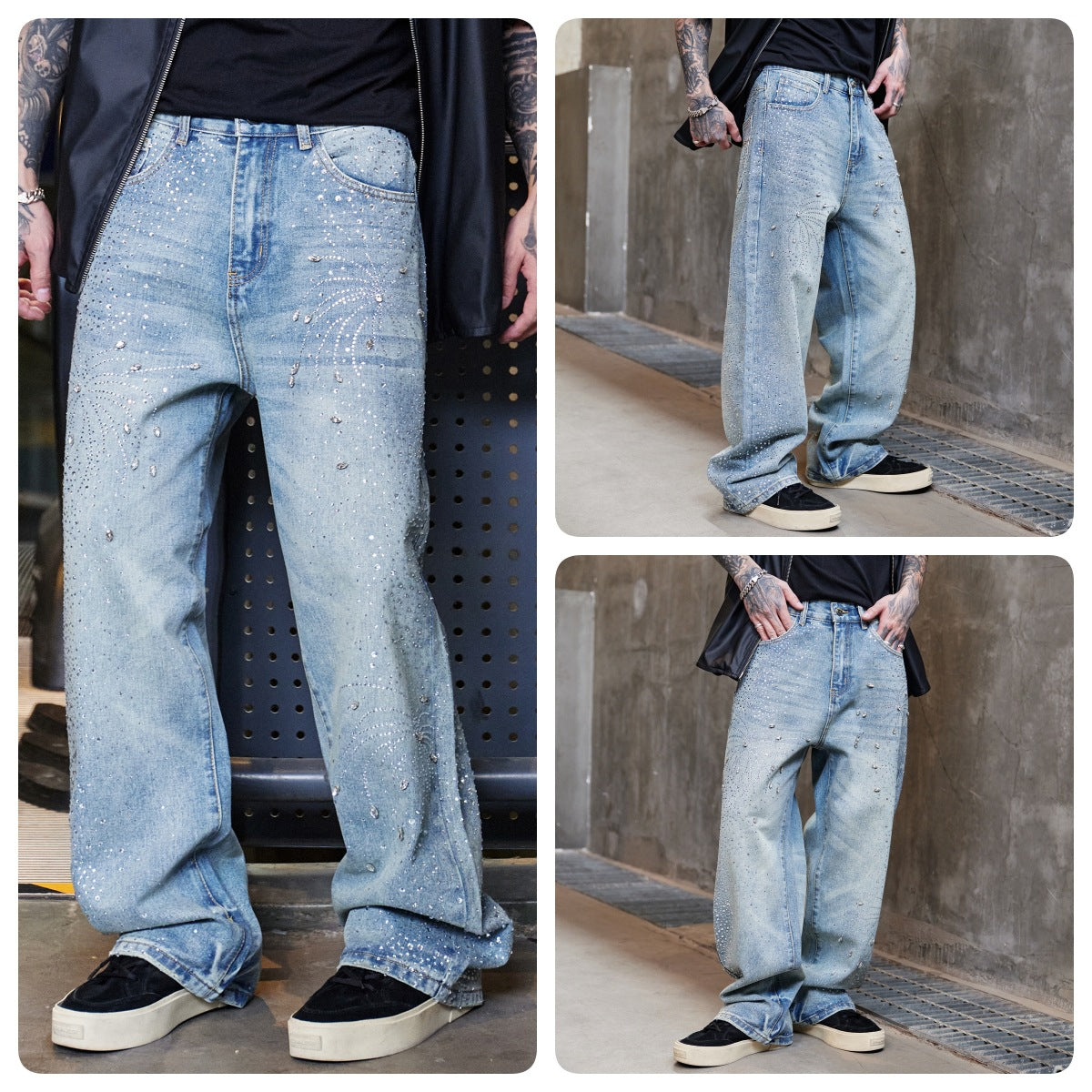 BLOSSOM RHINESTONES DENIM