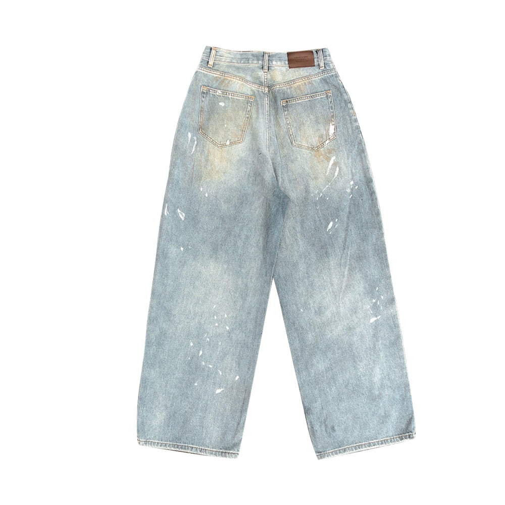 SPRAY ART DESIGN DENIM PANTS