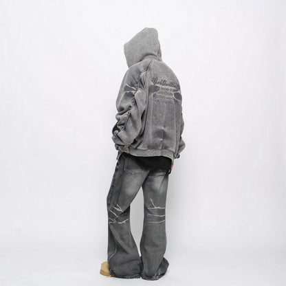 GRUNGE WASHED ZIP HOODIE