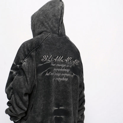 GRUNGE WASHED ZIP HOODIE