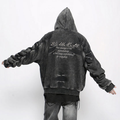 GRUNGE WASHED ZIP HOODIE