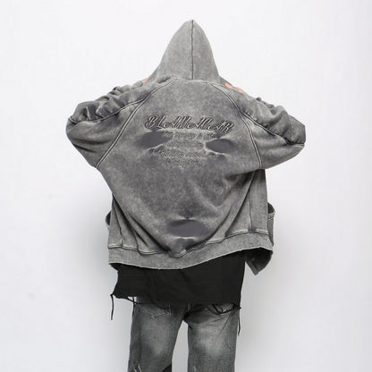 GRUNGE WASHED ZIP HOODIE