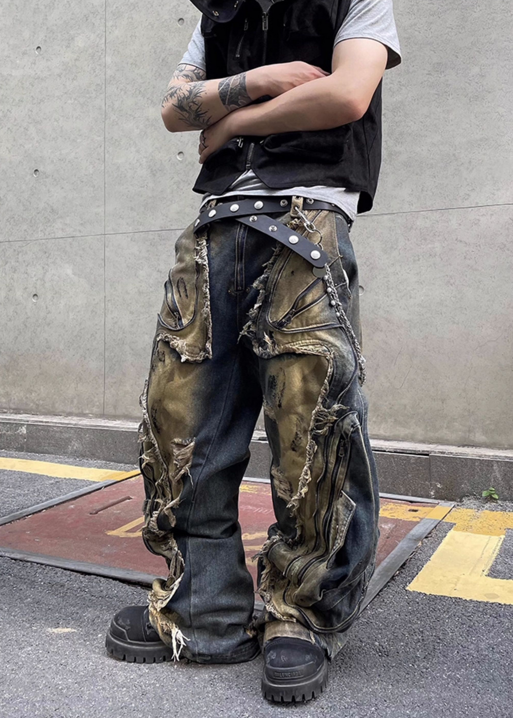FERAL STRUCT BAGGY DENIM PANTS