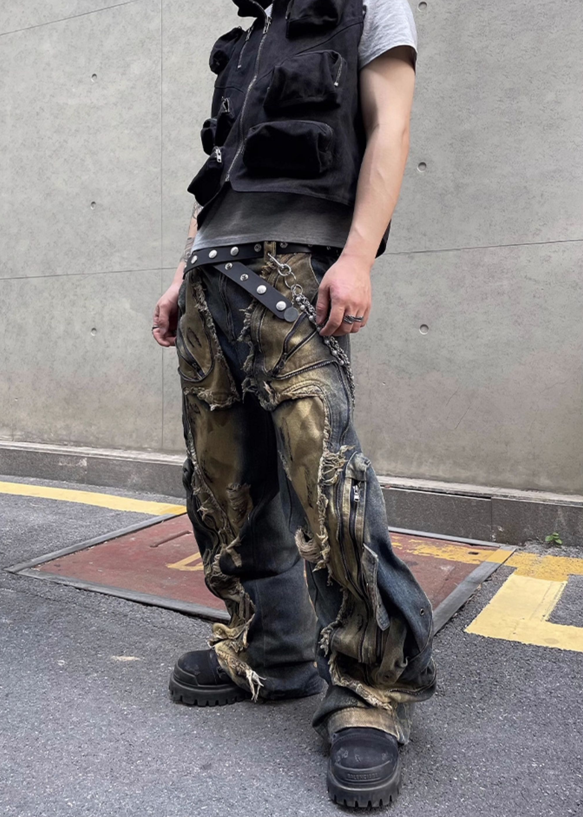 FERAL STRUCT BAGGY DENIM PANTS